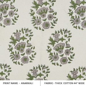 Hand block print Thick Cotton Fabric, organic cotton fabric, fabric for curtain, window treatment - ANARKALI image 1