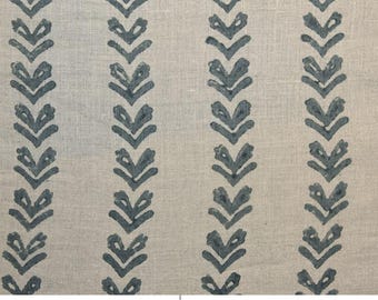 Hand Block Print Pure Linen Fabric by Yard, 58" Wide Indian Fabric for Upholstery & Decor - TRIBAL ARROW