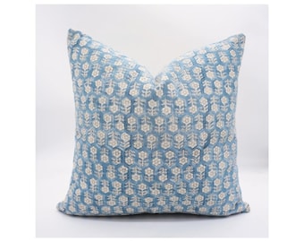 Floral Block Print Cushion Cover, Cotton Fabric Pillow, Block Print Cushion For Bedding, Designer Floral Linen Pillow Cover -FAB-TULSI BUTI
