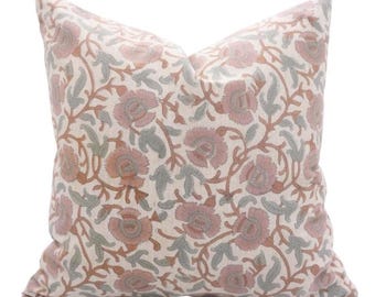 Rustic Block Print Cushion Cover Indian Ethnic Cotton Pillow Artisan Block Printed Cushion Boho Block Print Pillow Cover - FAB-VASUNDARA