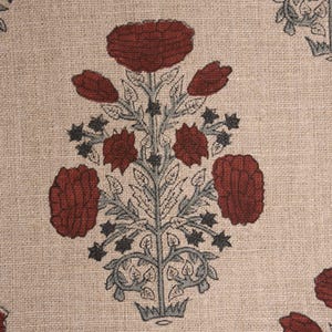 58" Wide Thick Linen Fabric | Red Hand Block Print Textile | Outdoor Pillow Covers, Curtains, Table Covers & Home Decor Material - SWADESH image 5