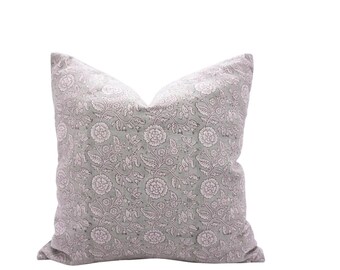 Hand Block Printed Linen Cushion Cover Indian Floral Block Print Pillow Cover Traditional Indian Block Print Pillow Cover - FAB-SHILONG