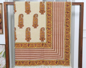 Custom Paisley Woven Cotton Blanket & Throw – Hand Block Tapestry Fabric, Perfect for Vintage Home Decor