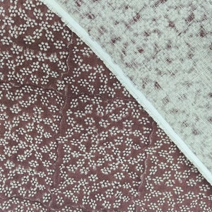 OLA-VRISHTI, Chocolate Brown Block Print Linen Fabric, Fabric by the ...