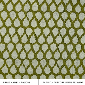 Floral block print linen fabric, handmade fabric cushions and pillow, decorative linen, couch and sofa cover - PANCHI