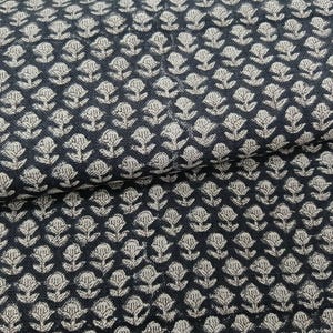 Linen Block Print Fabric 58 Inch Width Heavy Weight Linen Natural Base Color Curtains and Drapes Upholstery Handmade Art Pillow Covers Tablecloths and Runners Bedding Tote Bag Napkins by Fabritual