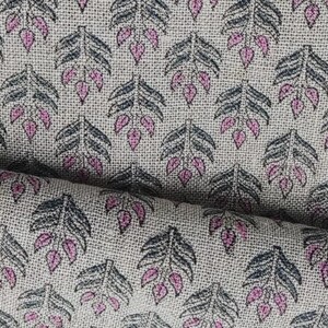 Linen Block Print Fabric 58 Inch Width Heavy Linen Natural Base Color Handmade Print To Make Curtains and Drapes Upholstery Pillow Covers Tablecloths and Runners Bedding Tote Bag