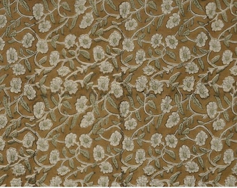 Block Print Floral Pure Linen Fabric Indian Textile Fabric For Curtain And Pillow Cover Durable Linen Fabric For Upholstery Couch - PIHU