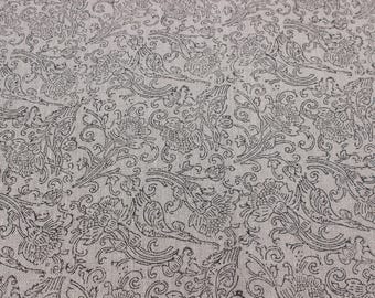 SANGANER JAAL|| Block Print Linen Fabric, by the yard fabric, linen upholstery fabric, black design ,farmhouse, boho , handloom design.