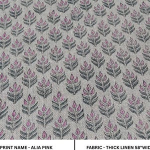 Linen Block Print Fabric 58 Inch Width Heavy Linen Natural Base Color Handmade Print To Make Curtains and Drapes Upholstery Pillow Covers Tablecloths and Runners Bedding Tote Bag by Fabritual