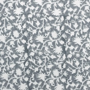 ZELLY FISH || floral linen fabric , block print fabric , flower printed fabric by the yard , Block pillow covers , Heavy Linen Upholstery