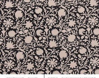 Hand Block Print Thick Cotton Fabric 44" Wide | Indian Curtain & Window Shade Fabric | Durable Upholstery, Home Decor Cotton Fabric - CHAKRI