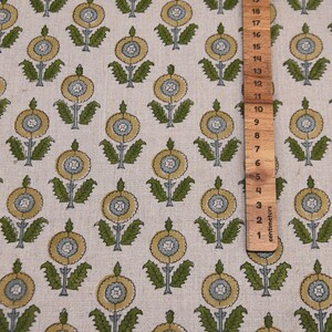 Linen Block Print Fabric 58 Inch Width Medium Weight Linen Natural Base With Unique  Color Curtains and Drapes Upholstery Pillow Covers Tablecloths and Runners Lampshades Napkins by Fabritual