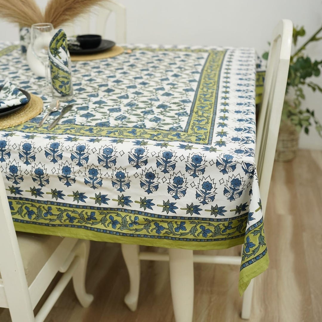 Hand Block Print Table Cover 100% Cotton Fabric, Indian Handmade Print ...