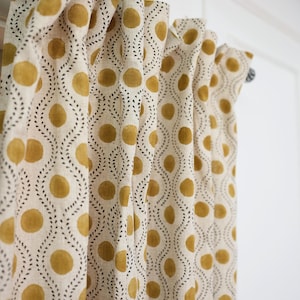 Bedroom Blackout Curtains – Boho Block-Print Linen Drapes for Custom Home Decor