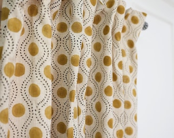 Viscose Colored Linen Fabric, Indian Handmade Linen Window Drapes, Hand Block Printed Window Curtain Panel - FAB - RAAJBHOG