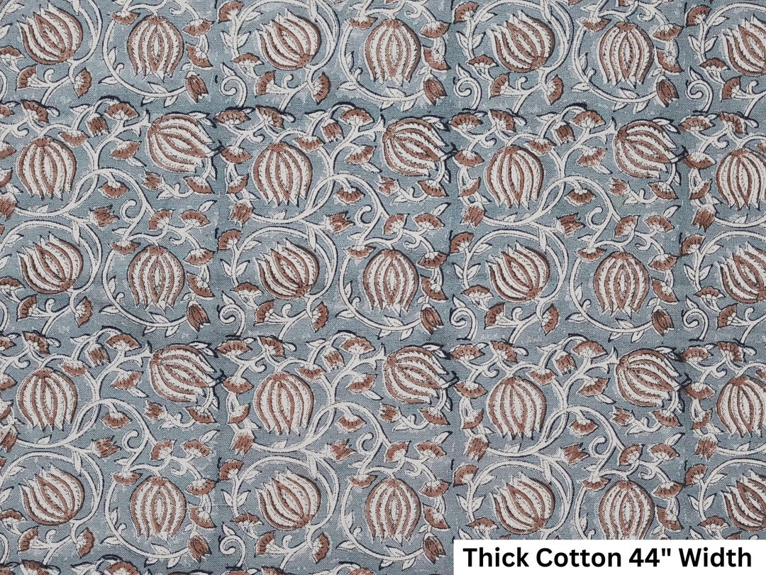 6 KAMAL unique Block Print Patterned Linen Flax Fabric Decorative