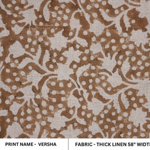 Thick Linen 58" Wide, Block Print, Indian printed fabric, home decor Linen by the yard, upholstery, Pillow cover - FIROZA