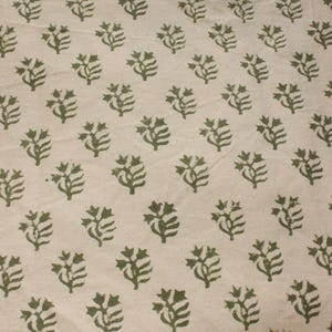 Thick cotton 44&quot; wide, linen home decor fabric, block print fabric, fabric by the yard, upholstery fabric, thick floral print, PUDINA GREEN