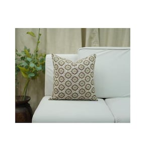 Hand block print pillow cover for Living room, farmhouse decor, block print cushion cover, viscose linen fabric cushion - CHARKHA