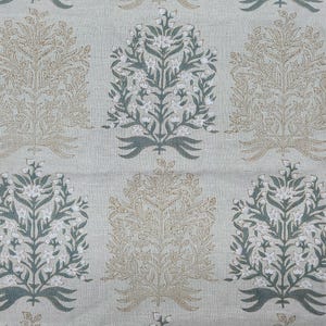 VRINDAVAN || Dual Shade Gray Floral block print linen fabric, Gray flower and dark brown outline,Cushion fabric pillow fabric, Upholstery