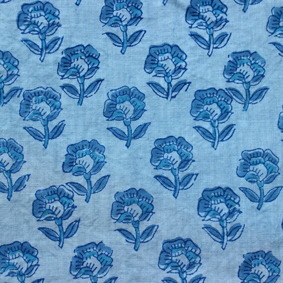 Blue Dress Linen Fabric Clothing Fabric by the Yard Floral Etsy