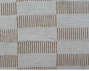 Hand Block Print Thick Linen Fabric 58" Wide, Indian Geometric Upholstery Fabric for Cushion & Pillow Covers - ZEBRA