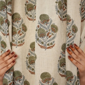 Blackout Curtains Boho Floral Blackout Curtains  Floral Block Print Room Darkening Curtains Boho Floral Blackout Curtains - FABMOHINI