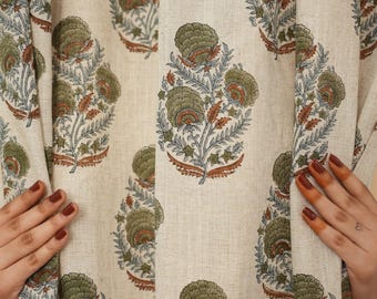 Cortinas opacas con estampado floral bohemio - FABMOHINI