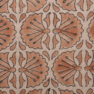 Linen Block Print Fabric 58 Inch Width Heavy Weight Linen Natural Base Color Curtains and Drapes Upholstery Handmade Art Pillow Covers Tablecloths and Runners Bedding Tote Bag Lampshades Napkins by Fabritual