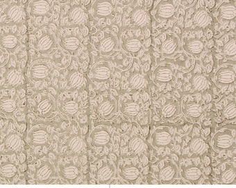 block print cushion cover, duck canvas 50" wide, upholstery fabric, sofa and table cloth, pillow cover, floral print - 6 KAMAL
