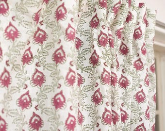 Blackout Curtains | Hand Block Print Linen Drapery | Bedroom Window Treatments - MADHUBALA