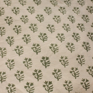 Dik katoen 44&quot; breed, linnen woondecoratiestof, blokprintstof, op maat gesneden stof, meubelstof, dikke bloemenprint, PUDINA GROEN