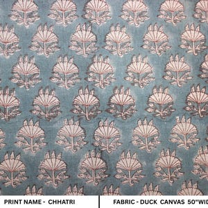 Duck Canvas 50&quot; Wide, block print fabric, fabric by yard, decorative curtains and table cloth, upholstery fabric , windowpane, CHHATRI