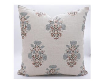 Floral block printed cushion cover throw pillowcase bohemian cushion cover for couch home decor block printed pillow cover - FAB-SWADESH