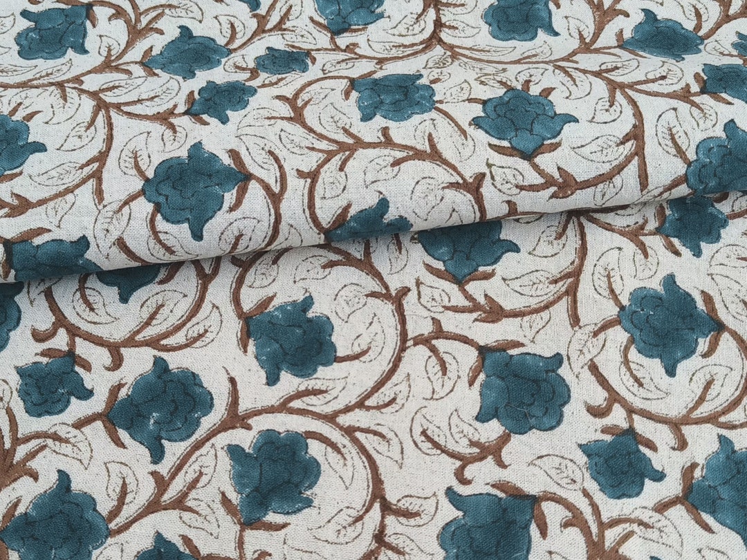 AMRITVELA Block Print Linen Fabric Printed Linen Fabric Etsy