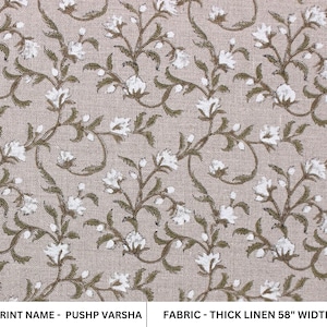 Dik linnen 58" breed, blokprint, decoratief kussen, Indiase bloemenprint, kussensloop, tafelkleed, handblokprint, PUSHP VARSHA