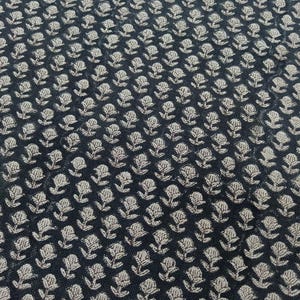 Linen Block Print Fabric 58 Inch Width Heavy Weight Linen Natural Base Color Curtains and Drapes Upholstery Handmade Art Pillow Covers Tablecloths and Runners Bedding Tote Bag Lampshades Napkins