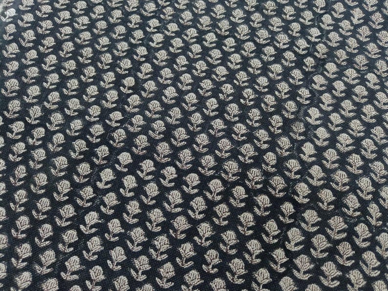 Linen Block Print Fabric 58 Inch Width Heavy Weight Linen Natural Base Color Curtains and Drapes Upholstery Handmade Art Pillow Covers Tablecloths and Runners Bedding Tote Bag Lampshades Napkins