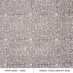 Reinleinen Block Print Stoff, Leinen Meterware, Handgemachter Stoff, Leinenstoff Indische Handgemachtes bedrucktes Textil - SANU