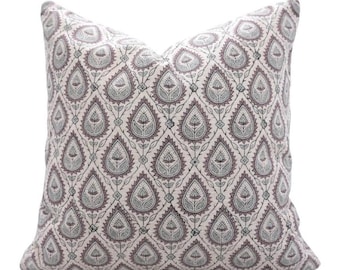 Hand Block Printed Cushion Cover Boho Floral Indian Decor Pillow Sofa & Couch Decor Floral Cushion for Living Room - FAB-PAN PATTI