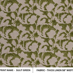 Dik linnen 58&quot; breed, handblokdruk, Indiase stof, ambachtelijke stof, woondecoratie, linnen servetten, 100% linnen - Sulitgroen