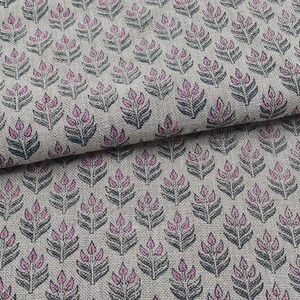 Linen Block Print Fabric 58 Inch Width Heavy Linen Natural Base Color Handmade Print To Make Curtains and Drapes Upholstery Pillow Covers Tablecloths and Runners Bedding Tote Bag by Fabritual