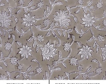 Hand Block Print Duck Canvas 50" Wide Printed Curtain Indian Fabric by the Yard Pillow Cover - JALDHARA