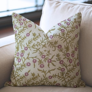 Kussen bohoblokdruk, linnenmix natuurlijke stof, decoratieve kussenhoes voor woonkamer, herfst en lente woondecoratie bank - SEHJAN