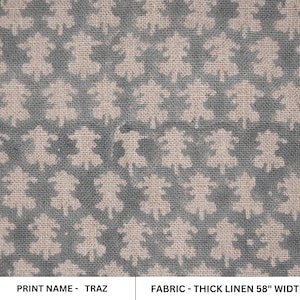Block Print  Thick Linen 58" Wide fabric by the yard, Indian print, handloom pillow curtains upholstery - Traz Hex