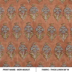 Block Print Dickes Leinen 58 "Breite Polsterung Leinen Kissen Stoff Indische Textilien Handgemachte Kunst Couch Bezug - MOR-MUKUT