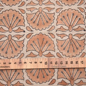Linen Block Print Fabric 58 Inch Width Heavy Weight Linen Natural Base Color Curtains and Drapes Upholstery Handmade Art Pillow Covers Tablecloths and Runners Bedding Tote Bag Lampshades Napkins by Fabritual