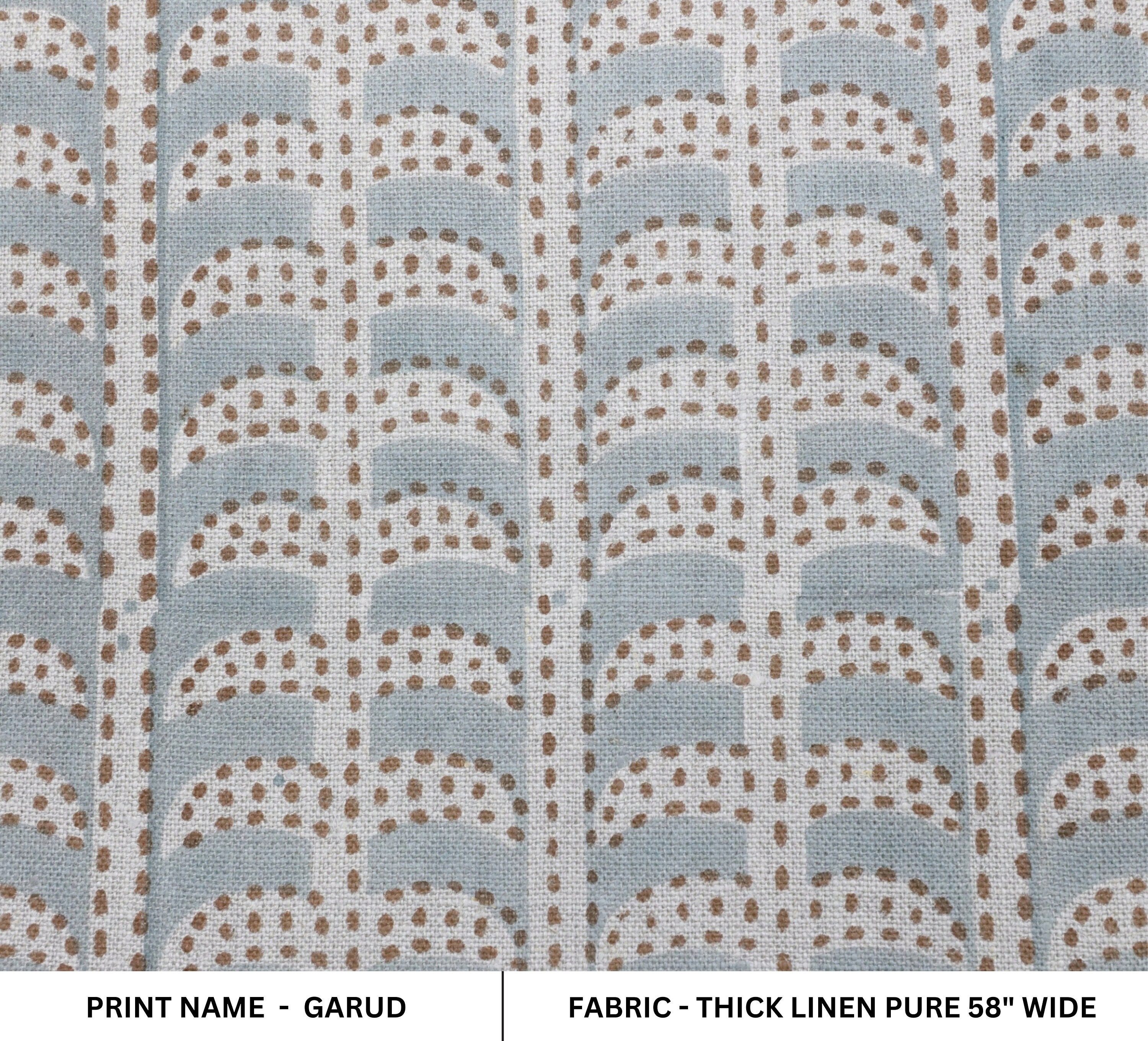 Floral block print thick linen pure 58" wide, fabric for couch cover and cushions, striped pattern print fabric - GARUD