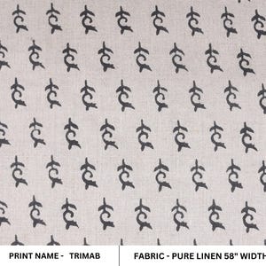 Pure Linen, Linen by yard, Hand Block Print, Indian Fabric, Chair Fabric, Fabric For Sewing, home décor, Linen - Trimab